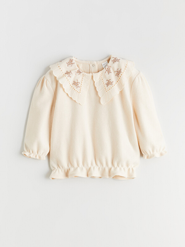 LCW baby Embroidered Peter Pan Collar Baby Girl Blouse