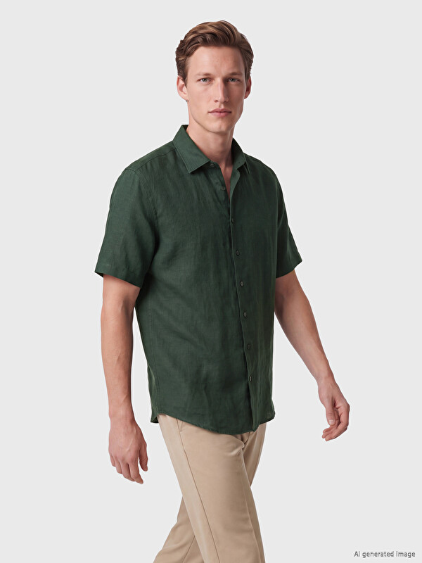 SOUTHBLUE Regular Fit %100 Keten Erkek Gömlek