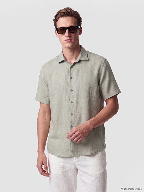 SOUTHBLUE Regular Fit %100 Keten Erkek Gömlek