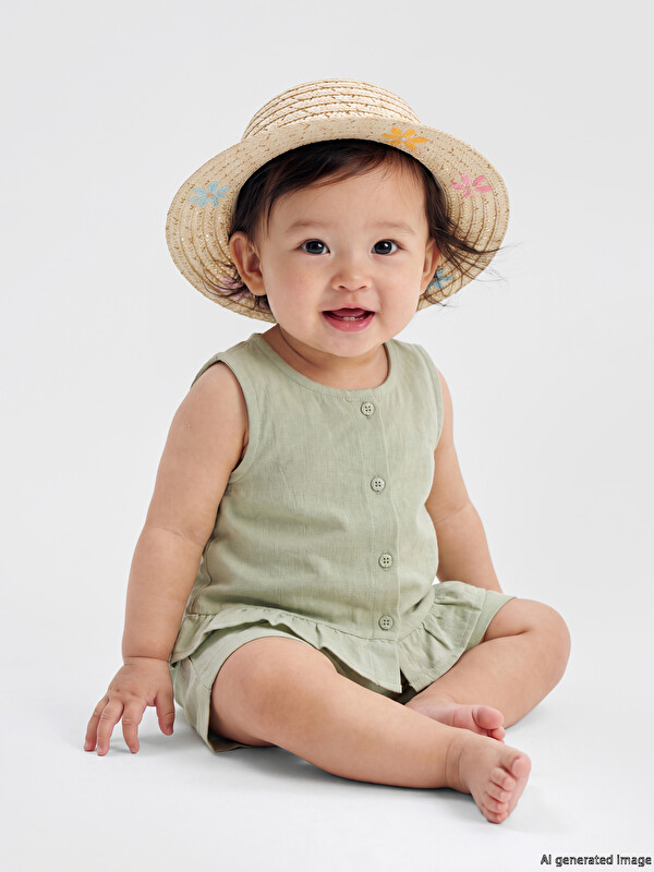 LCW baby Crew Neck Baby Girls' Blouse And Shorts 2 Pack