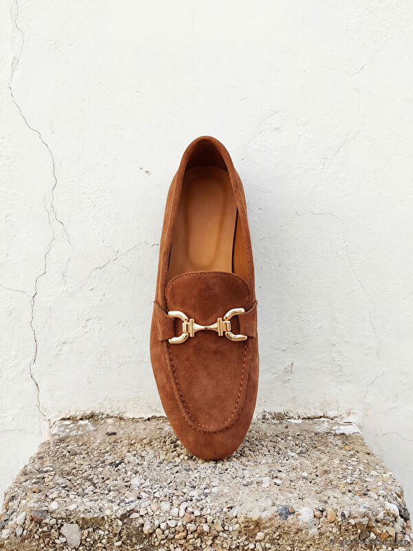 Lcw Steps Kahverengi Lcw Steps Süet Görünümlü Metal Aksesuarlı Kadın Loafer