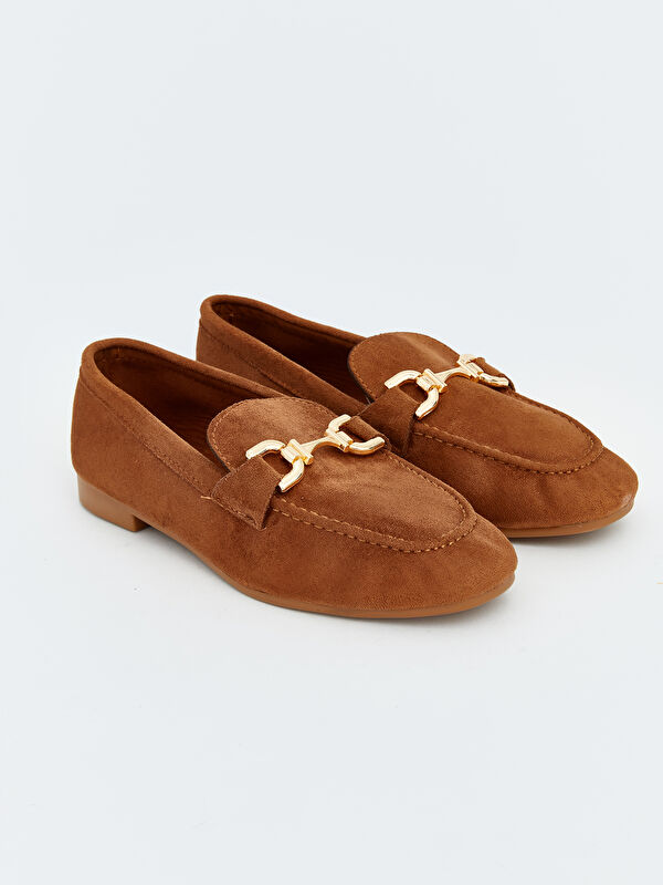 Lcw Steps Kahverengi Lcw Steps Süet Görünümlü Metal Aksesuarlı Kadın Loafer