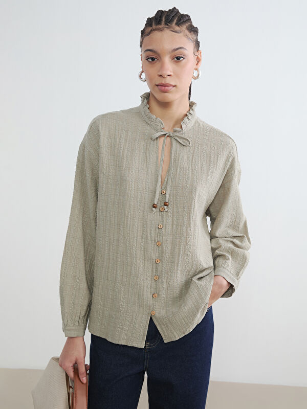 LCW Vision Tie Neck Dobby Fabric Women's Shirt