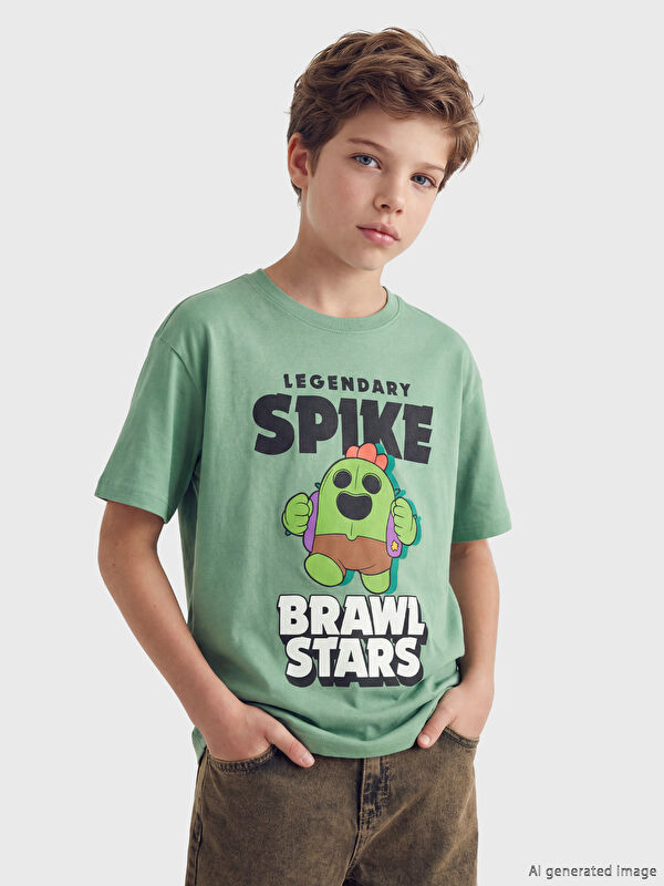 LCW Kids Bisiklet Yaka Brawl Stars Baskılı Erkek Çocuk Tişört