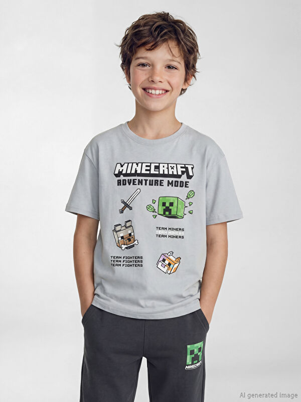 LCW Kids تيشيرت مطبوع للأولاد Minecraft