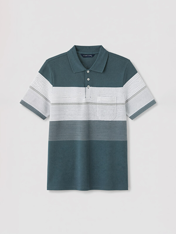 LCWAIKIKI Classic Polo Yaka Renk Bloklu Pike Erkek Tişört