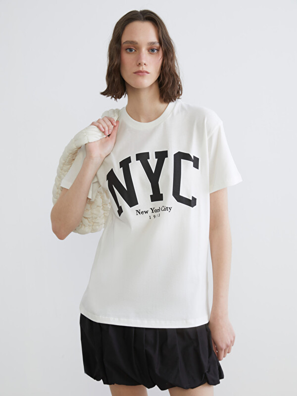 XSIDE Crew Neck New York Printed Women's T-Shirt