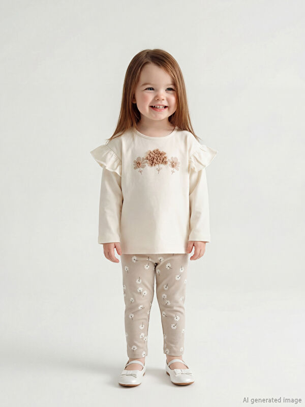 LCW baby Floral Print Baby Girls' T-shirt and Sweatpants Set