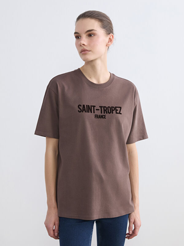 LCW Vision Saint-Tropez Baskılı Oversize Kadın Tişört