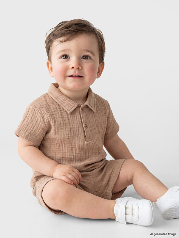 LCW baby Erkek Bebek Polo Yaka Tişört ve Şort Takım