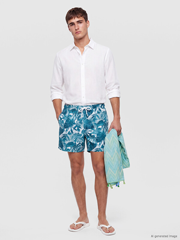 LCW SWIMWEAR Short Length Patterned Men's Sea Shorts