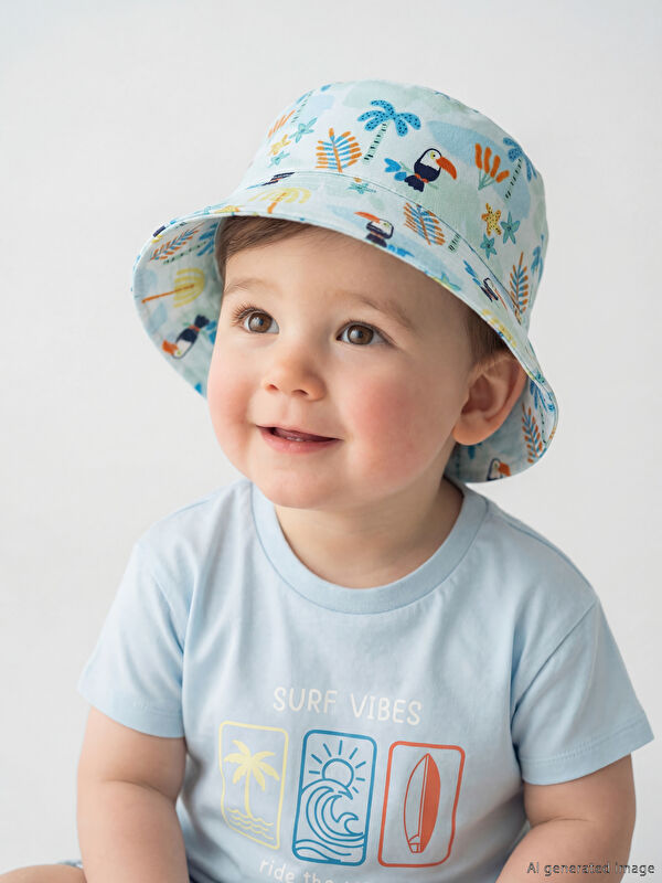 LCW baby Baskılı Erkek Bebek Bucket Şapka 