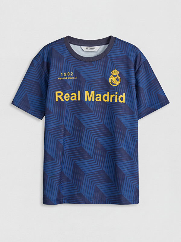 LCW Kids Lacivert Real Madrid Baskılı Erkek Çocuk Tişört