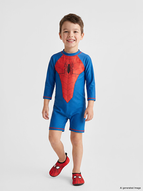 LCW Kids Spider-Man Printed Boys' Baby Romper Swimsuit