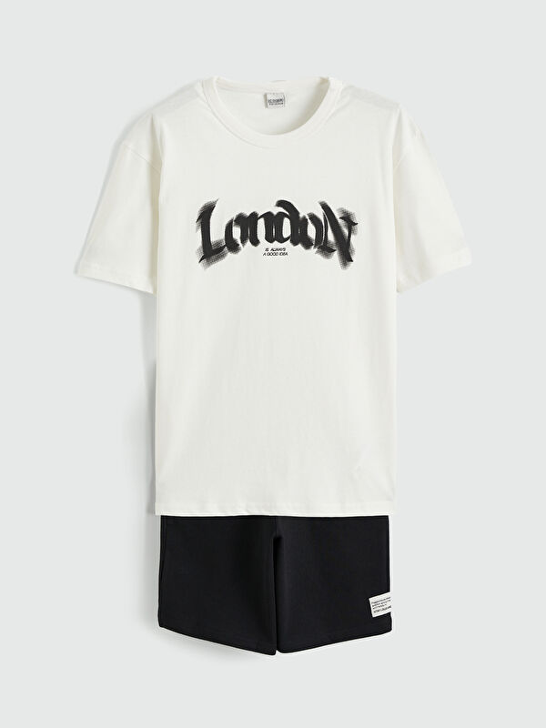 LCW Kids London Printed Crew Neck Boys' T-shirt and Shorts