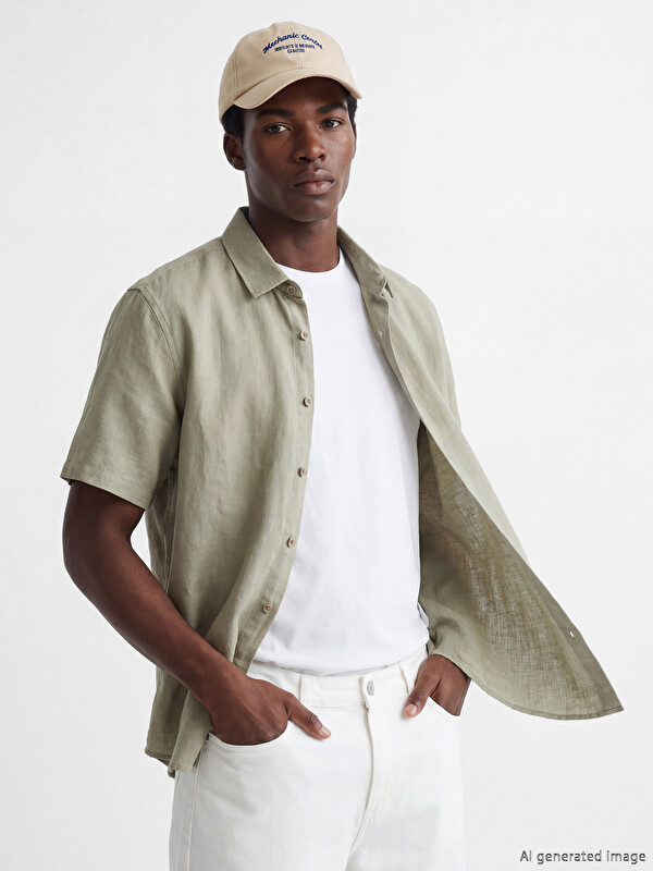 XSIDE Chemise homme coupe ample aspect lin