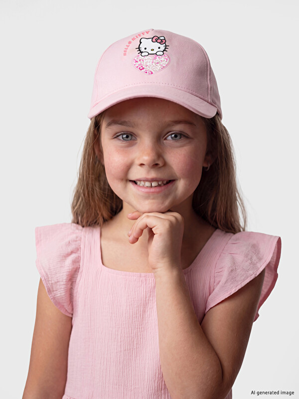 LCW ACCESSORIES Hello Kitty Baskılı Kız Çocuk Kep Şapka	