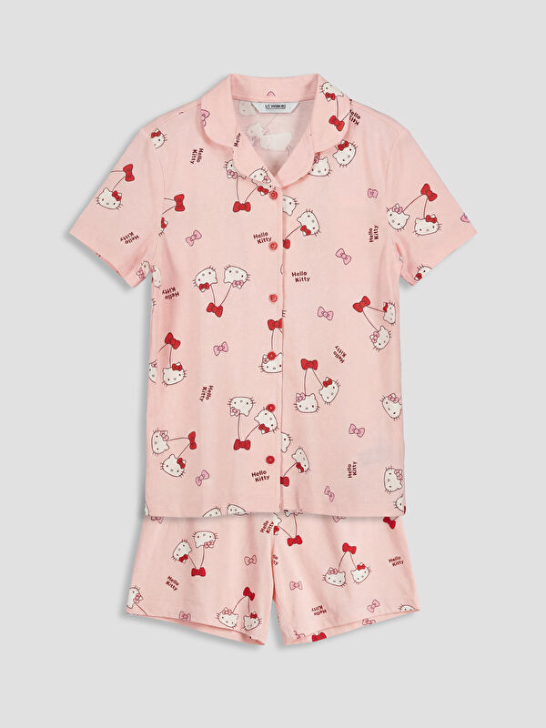 LCW Kids Hello Kitty Baskılı Kız Çocuk Şortlu Pijama Takımı