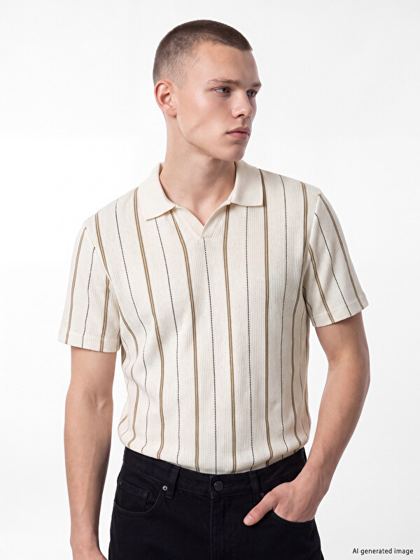 XSIDE Polo Yaka Çizgili Erkek Tişört
