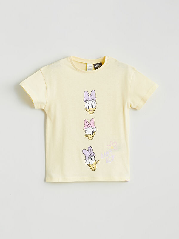 LCW Kids Bisiklet Yaka Daisy Duck Baskılı Kız Çocuk Tişört
