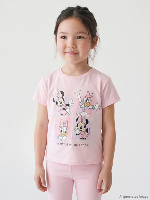 LCW Kids Minnie Mouse Baskılı Kız Çocuk Tişört