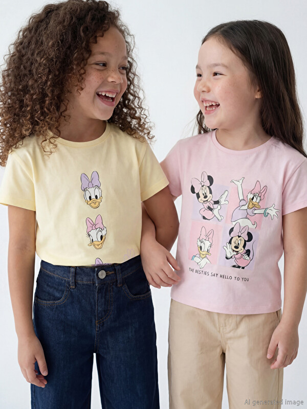LCW Kids تيشيرتين للبنات بطبعة ميني ماوس.