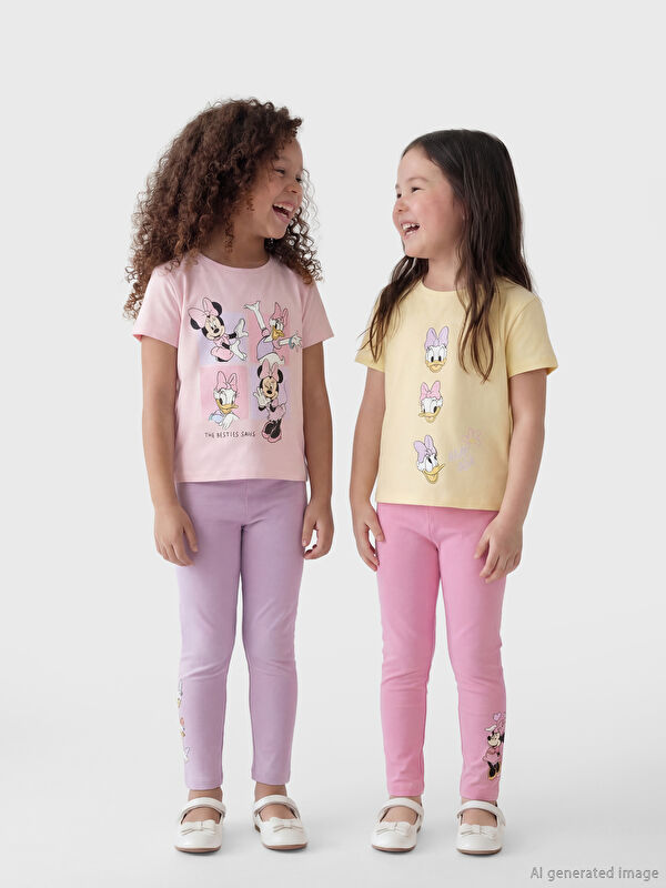 LCW Kids Daisy Duck Printed Girls' Leggings 2 Pack