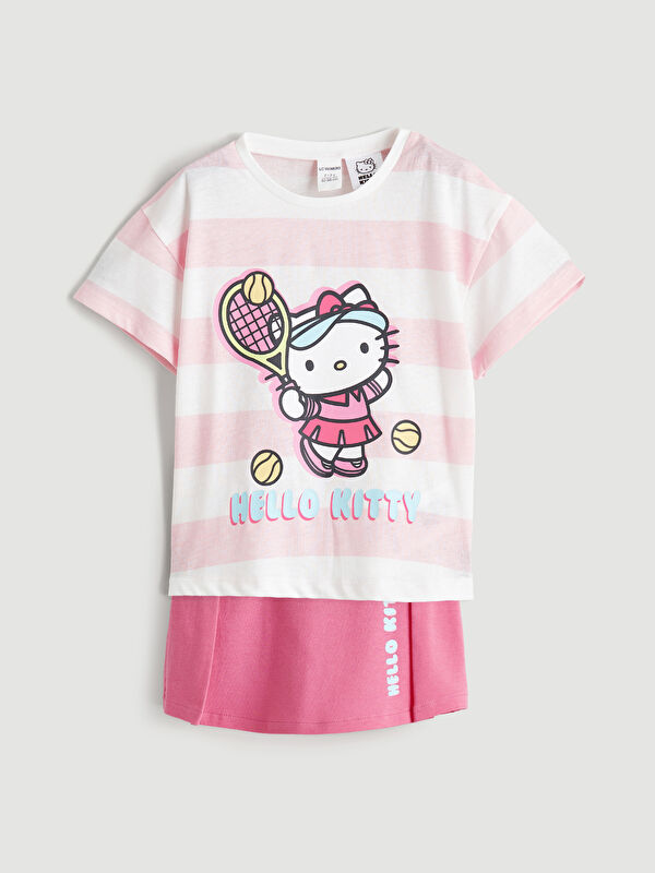 LCW Kids طقم تيشيرت وتنورة Hello Kitty مطبوع للبنات