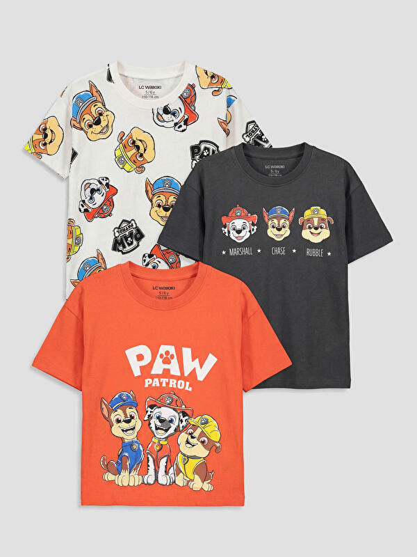 LCW Kids Paw Patrol Printed Boys' 3-Piece T-Shirt Set