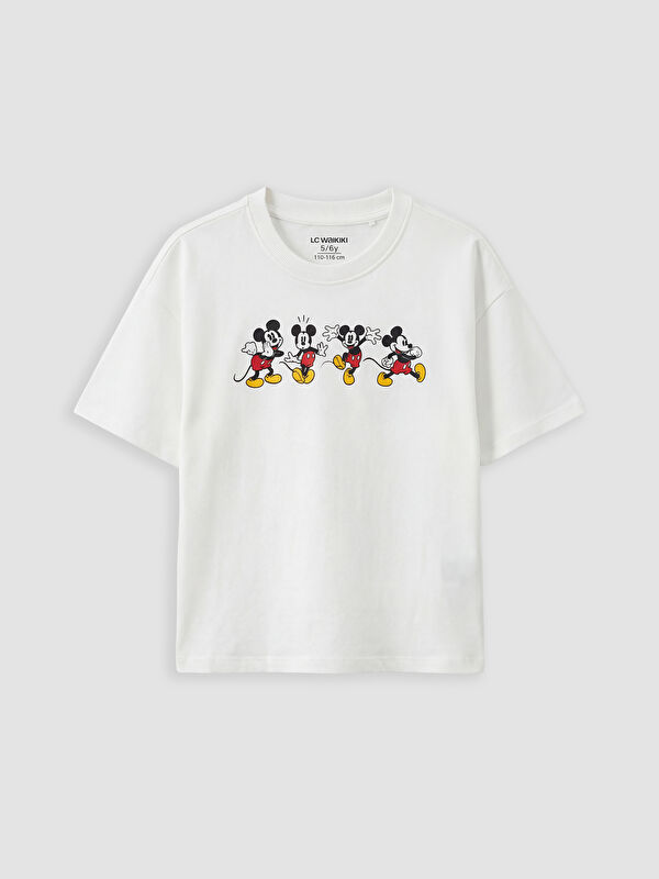 LCW Kids Crew Neck Mickey Mouse Printed Boys' T-Shirt