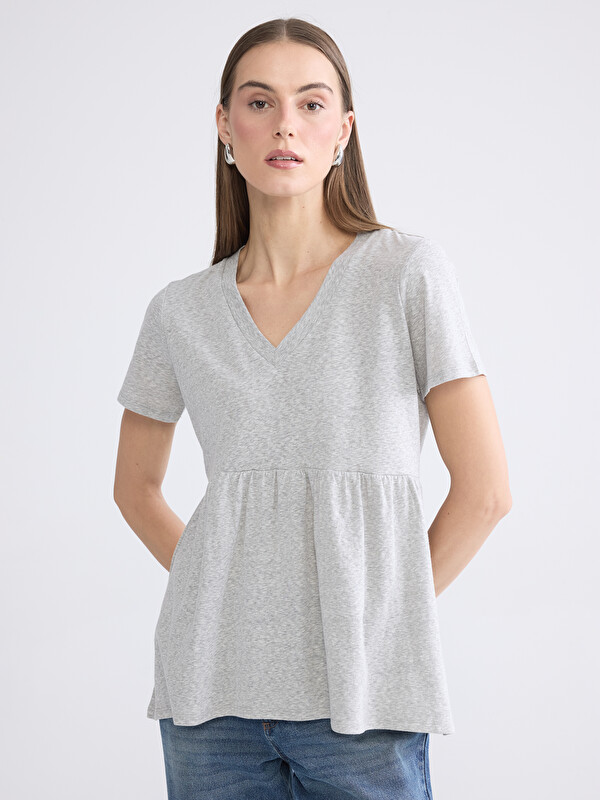LC WAIKIKI V-Neck Gathered Blouse