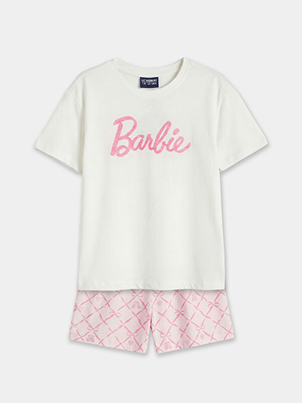 LCW Kids Barbie Baskılı Kız Çocuk Şortlu Pijama Takımı