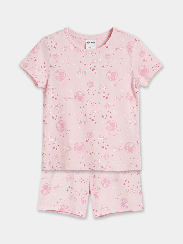LCW Kids Barbie Baskılı Kız Çocuk Şortlu Pijama Takımı