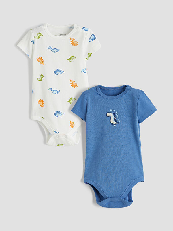 LCW baby Dinazor Baskılı Erkek Bebek Çıtçıtlı Body 2'li
