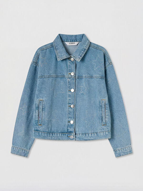 LCW Kids Taşlı Kız Çocuk Jean Ceket