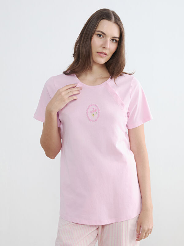 LCW DREAM Rundhalsausschnitt Bedrucktes Umstands-Pyjama-Set