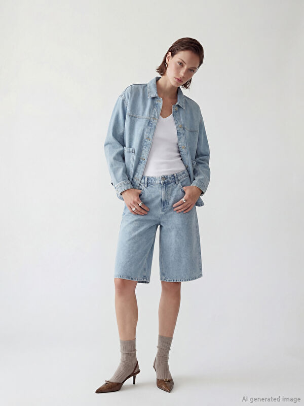 LCWAIKIKI Classic Bermuda Fit Women's Denim Shorts