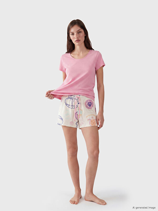 LCW DREAM Bisiklet Yaka Kadın Şortlu Pijama Takımı