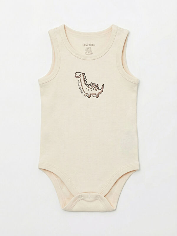 LCW baby Bisiklet Yaka Baskılı Erkek Bebek Çıtçıtlı Body