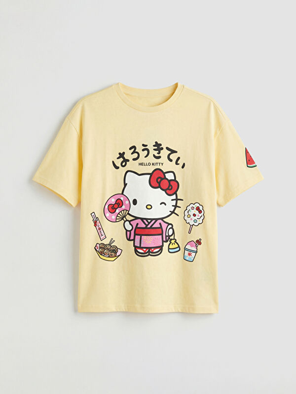 LCW Kids Hello Kitty Baskılı Bisiklet Yaka Kız Çocuk Tişört