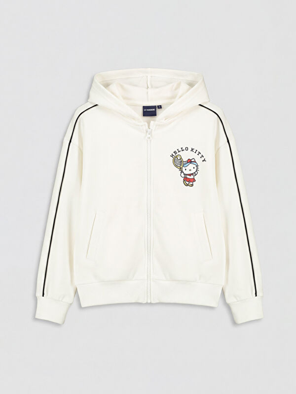 LCW Kids Hello Kitty Baskılı Kız Çocuk Soft Touch Fermuarlı Sweatshirt