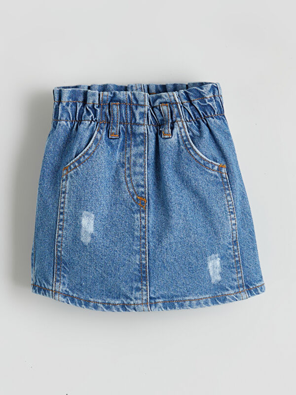 LC WAIKIKI Beli Lastikli Kız Çocuk Jean Etek