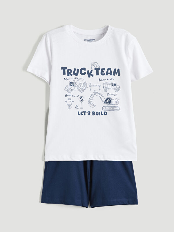 LCW Kids سێتی بیجامەی چاپکراوی قۆڵ كورت بۆ کوڕان