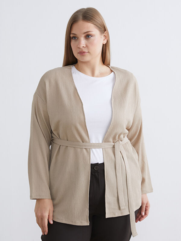 LCW Modest Shawl Collar Belted Women's Cardigan