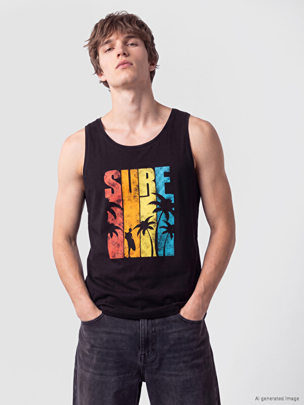 LC WAIKIKI Tricou fără mâneci imprimat cu guler rotund pentru bărbați