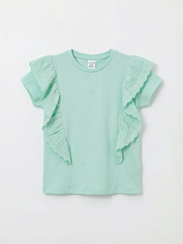 LCW Kids Frilled Broderie Anglaise Detail Girls' T-Shirt
