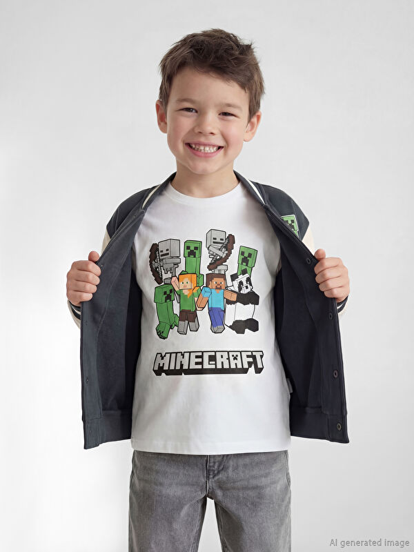 LCW Kids Minecraft Baskılı Erkek Çocuk Tişört