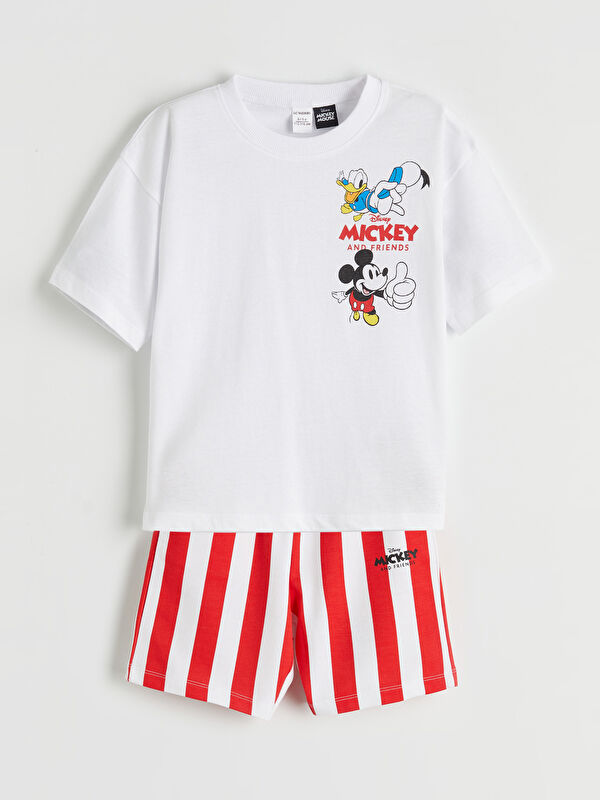 LCW Kids Mickey Mouse Baskılı Erkek Çocuk Şortlu Takım