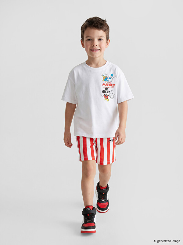 LCW Kids Mickey Mouse Baskılı Erkek Çocuk Şortlu Takım