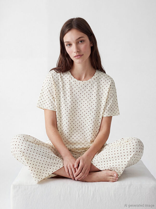LCW DREAM Polka Dot Women's Capri Pyjamas Set